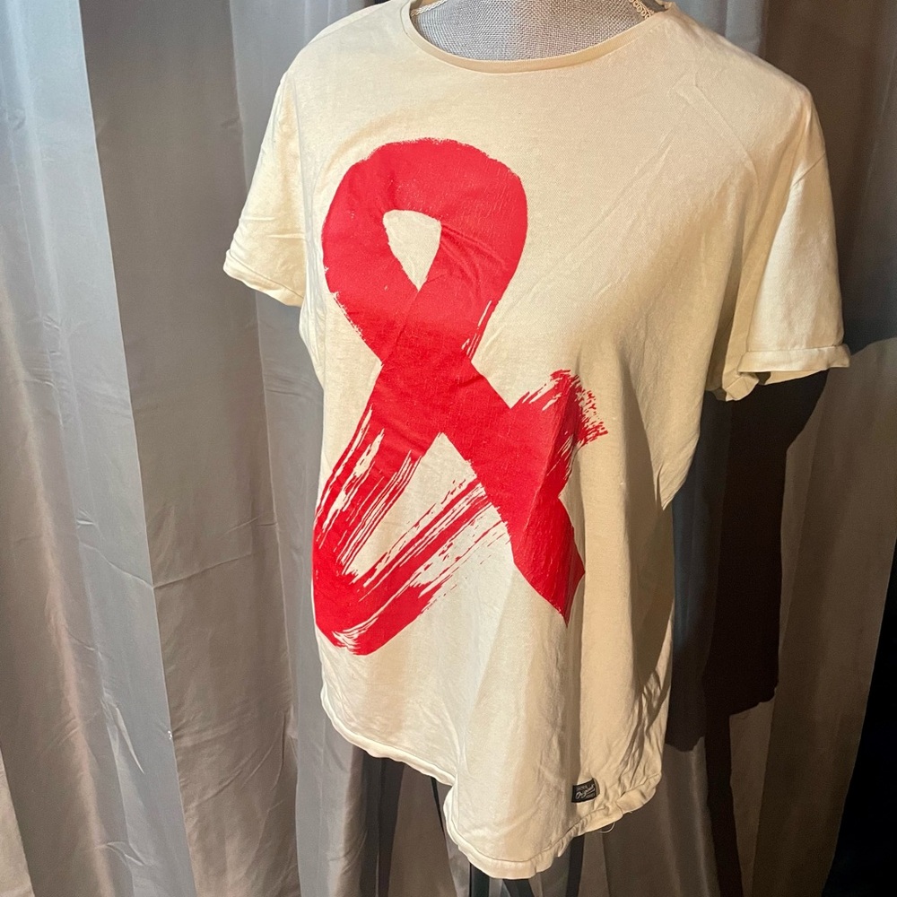 Jack & Jones Cream Tee with Red Graphic